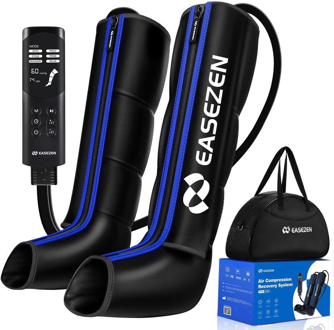 EaseZen Leg Compression Massager for Circulation and Pain Relief, Air Compression Leg Recovery System for Fast Recovery of Foot, Calf and Thigh, Relieve Edema, Reduce Muscle Fatigue, Small Size