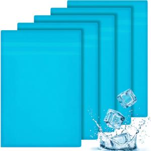 Paterr 5 Pcs Soft Flannel Cold Pack Sleeves Reusable Washable Fabric Cover for Protective Hot Ice Cover, Cold Pack Not Included, Blue(10"x14")