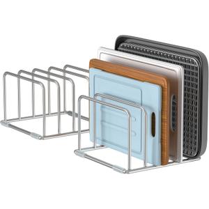Cutting Board Holder Stand, Chopping Board Organizer Rack with 304 Stainless Steel, Cookie Sheet Storage Organizer, 1.0 & 1.2 Inch Wide Slots (2 Pack)