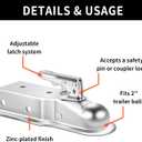 METOWARE Straight Trailer Coupler for 3" Channel, 2" Ball Trailer Tongue Coupler 3,500LBS
