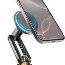 Cooper Mag360 iPhone Stand for Desk, 360 Adjustable MagSafe Phone Stand, MagSafe Phone Holder with Strong Magnetic Mag Safe | iPhone 16 Pro Max, 15 14 13 12 & Plus, Foldable 3-Axis Leg (Black)