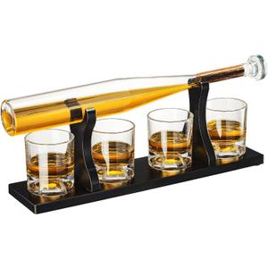 Baseball Gifts for Men, Baseball Bat Whiskey & Drink Cooler  Decanter 4 Glasses, Spirits Set - Baseball Coach Gifts, Baseballs Lovers Coaches, Dad, Boyfriend, Brother, Friend Gift - Birthday Liquor 
