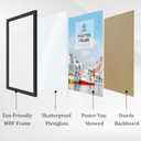 HappyHapi 24x36 Poster Frame, Black Picture Frame for Wall Gallery, Vertically and Horizontally Display Posters, Paintings and Artworks, 3 Pack