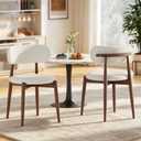 Fabulcozy Wooden Dining Chairs Set of 2, Mid Century Modern Upholstered Kitchen Chairs with Solid Wood Legs, 350lb Heavy Duty Padded Side Chairs for Dining Room & Vanity, Beige