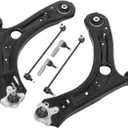 6pcs Front Lower Control Arms Sway Bars Tie Rods Kit Compatible with Passat Beetle 2012-2017 FWD w/Ball Joints Left Right Suspension kit MS70180 MS70181 K80478 ES80666 ES80667