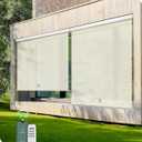 Yoolax Motorized Outdoor Shades Smart Retractable Patio Screens with App & Remote Control, Electric Blinds for Porch Patio Waterproof Roller Shades 5X8ft (3% Openness Beige)