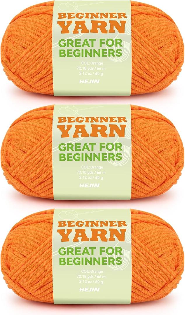 60g Carrot Yarn for Crocheting and Knitting;66m (72yds) Cotton Yarn for Beginners with Easy-to-See Stitches;Worsted-Weight Medium #4;Cotton-Nylon Blend Yarn for Beginners Crochet Kit Making