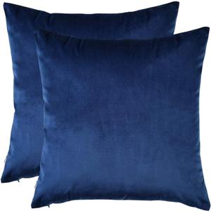 Artcest Set of 2, Cozy Solid Velvet Throw Pillow Case, Decorative Couch Cushion Cover, Soft Sofa Euro Sham with Zipper Hidden, 16"x16" (Royal Blue)