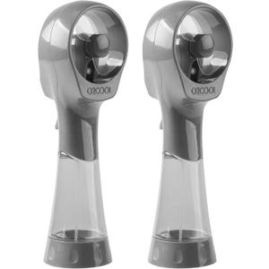 O2COOL 2 Pack Elite Battery Powered Handheld Water Misting Fans (Grey)