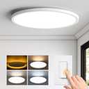Matane 15.4in LED Flush Mount Ceiling Light Fixture with Night Light, 36W 3600LM 3000K/4000K/5000K Selectable, Low Profile Dimmable Ceiling Lights for Bedroom, Kitchen, Hallway, White