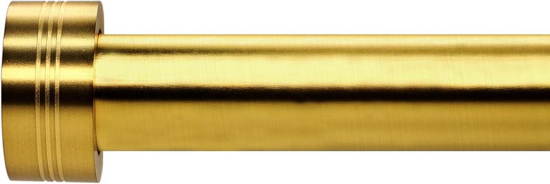 WORLD RODS Golde Curtain Rods for Windows 18 to 88 inches,1 Inch Modern Metal Drapery Rods,Adjustable Heavy Duty Curtain Pole with Round Finials(18"-88"Warm Goldenel)