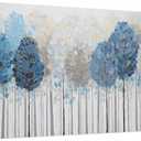 Trogonup Blue and White Tree Wall Art for Living Room Modern Forest Pictures Landscape Large Artwork for Bedroom Home Office Canvas Wall Decor 20"x40" (grey)