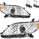 Headlights Assembly for 2011-2020 Toyota Sienna Headlamp Replacement with Amber Corner Lamps, Halogen, Driver & Passenger Side with Bulbs