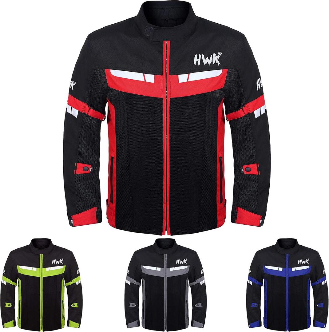 HWK Mesh Motorcycle Jacket Riding Air Motorbike Jacket Biker CE Armored Breathable (3X-Large)