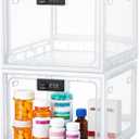 Juexica 2 Pcs Large Medicine Box for Safe Medication, Clear Lockable Storage Box for Medication Refrigerator Fridge/snacks Food for Home Dorms Office Storage Lockers
