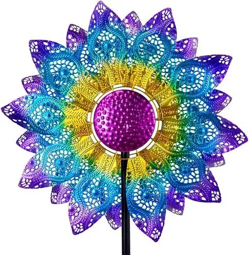 Colorful Wind Spinner 38Inches, Metal Garden Pinwheels for Yard and Garden, Decorative Wind Spinners for Outdoor Patio Yard Lawn