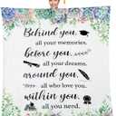 Graduation Gifts for Women Behind You All Your Memories Throw Blankets for College Student Friends Graduation Soft Warm Lightweight Decorative Blanket for Couch, Bed, Sofa (Succulent)