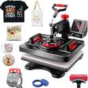 Pro Heat Press, 5 in 1 Heat Press Machine for T Shirts, 15 x 12 Inch Shirt Press Machine, 360-Degree Swing Away Heat Transfer Sublimation Shirt Printing Machine for Tshirts Mugs Plates Caps (R-5 IN 1)