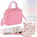 Bible Cover Case for Women, Large Bible Bag with Shoulder Strap, Bible Study Supplies Bible Journaling Kit with Bible Highlighters, Mothers Day Christian Gifts for Women, Pink