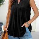KISSMODA Tank Tops for Women Summer Sleeveless V Neck T Shirts Business Casual Outfits Flowy Tunic Oversized Clothes (Black, XXL)