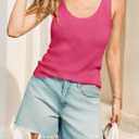 Tankaneo Womens V Neck Tank Tops 2026 Sleeveless Ribbed Knit Shirts Summer Casual Sexy Sweater Vest (Pink, S)