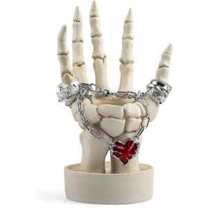 Skeleton Hand Ring Holder Gothic Halloween Decor Skeleton Halloween Decorations Indoor Lamp Tealight Candle Holder Earring Organizer Necklace Holder Organizer- White