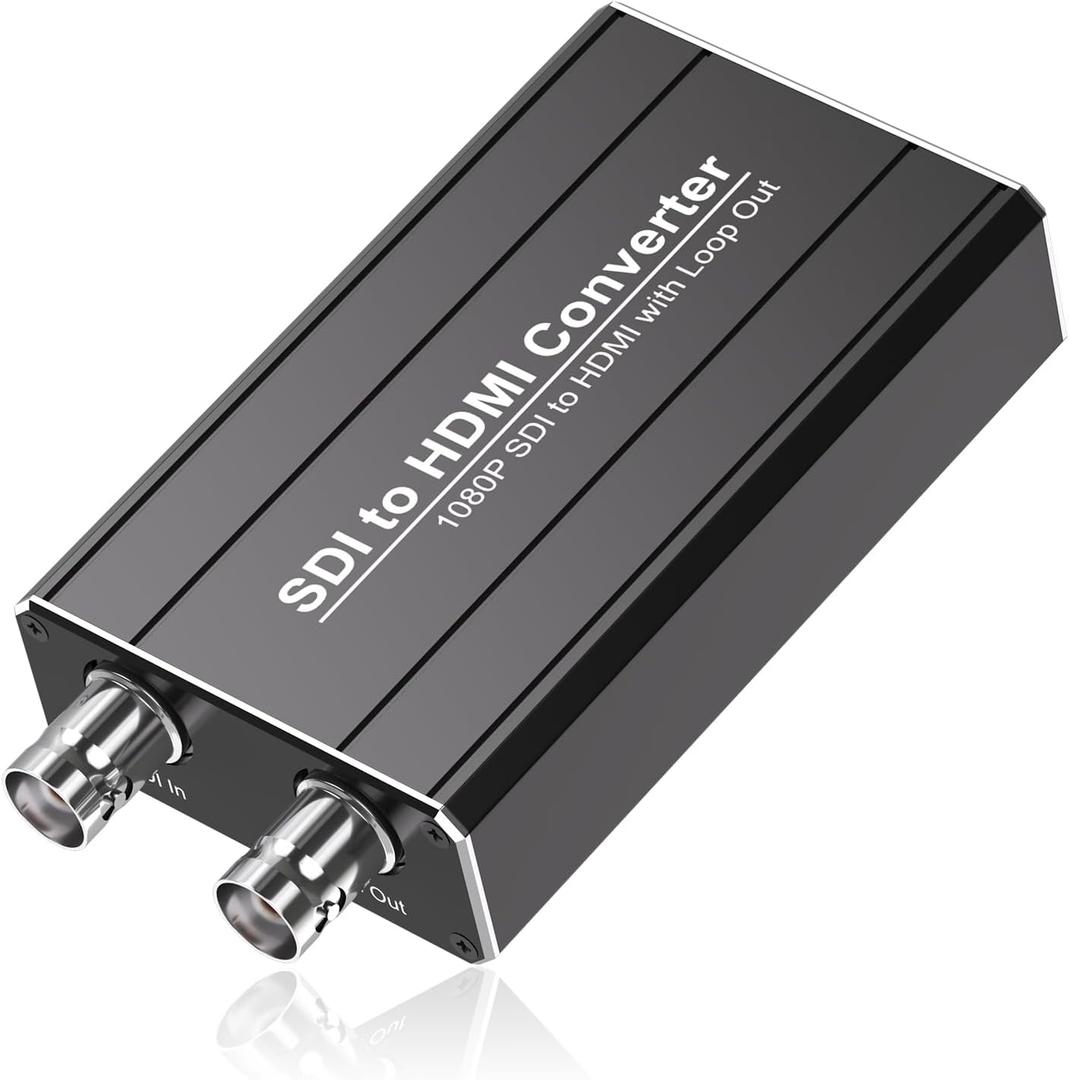 SDI to HDMI Adapter with SDI Loop out, BNC to HDMI converter Automatically detects SD/HD/3G-SDI, Embedded Audio