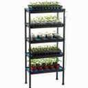 5‑Tier Ebb & Flow Bottom‑Watering Plant Stand with Timer Auto Water Pump, Siphon Self Irrigation Growing Rack, Heavy Duty UV Resistant Vertical Shelf for Seed Starter Trays & Nursery Pots