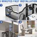 Under Desk Cable Management Tray, GZOKMOG Cord Management with Upgraded Clamp No Drill, Metal Cable Management Box for Home Office, Wire Management for Standing Desk, 2 Pack Black, 13.38 inch