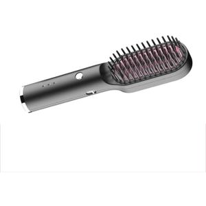 ABHI USB C Portable Hair Straightening Brush with 3 Levels Temperature, Heat Brush, Hot Comb, Hair Straightener Comb, Auto-Off, Type C - Black