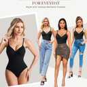 BRABIC Shapewear Bodysuits for Women Tummy Control Shapewear Seamless Deep V-Neck Body Shaper with Built-in Bra(Black, Small)