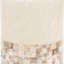 Creative Scents Milano Small Bathroom Trash Can 1.58 Gal / 6L - Decorative Bathroom Wastebasket with Beautiful Mother of Pearl Shells; Modern Round Waste Basket for Room, Bedroom or Living Room