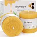 2 Pack Pure 3x3 inch Rolled Beewaxs Candle - 9 Hours Long Burning Honaycomb Candles, Dripless and Smokeless for Home Decor Party Wedding Dinner