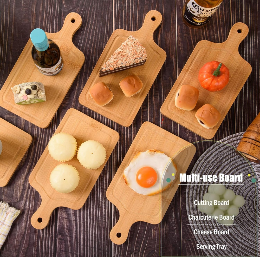 8 Pcs Small Bamboo Cutting Board Bulk Charcuterie Boards Wedding Engraved Blanks Chopping Customized for Laser Engraving Wedding Housewarming Gift(10 x 6Inch,Bamboo Color)