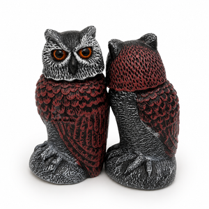 Glintoper Plastic Fake Owl Wagging Head Outdoor Statues 16.5 inch, Bird Scarecrow Horned Decoy, Bird Deterrents Scary Birds Away, Nature Enemy Pest Repellent for Outdoor Garden Yard Protectors