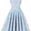 IWEMEK Women Spaghetti Strap Floral Lace Bridesmaid Cocktail Party Dress Cold Shoulder Ruffle Sleeve Wedding Guest Prom Dress (X-Large, Light Blue)