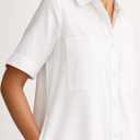 SUNNOW Women's Casual Shirt Dress Collared V Neck Button Down Loose Short Sleeve Midi Dresses (White, M)