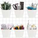 G.CORE Large Grid Wall Bins - 6Pack White Gridwall Accessories Hanging Cups with Back Hooks - Plastic Grid Wall Panels Organizers Wire Shelves Holders for Garage Garden Craft Office Tools Storage