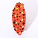 Halloween Knotted Headband for Women Crystal Pumpkin Candy Corn Houndstooth Hairband Halloween Hair Accessories Gift