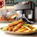 Kismile 5QT Glass Air Fryer, BPA-Free Non Toxic AirFryer with Digital Touch Control, 1500W Portable Airfryer, Dishwasher Safe Basket, Up to 400°F, Cooks with 95% Less Oil(Black), 13.19 x 11.22 x 9.96 inches