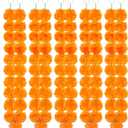 Fovths 5 Pieces 5 Feet Long Marigold Garland Bulk Light Orange Indian American Wedding Party Mantel Decoration Long Strands Artificial Dia De Los Muertos Decor for Pooja, Altar Faux Garland, Diwali