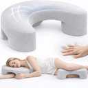 Side Sleeper Pillow with Arm Hole, Memory Foam Shoulder Pillow for Adults, Open Arm Channel Design, Ergonomic Neck, Shoulder & Arm Support for Left or Right Side Sleeping, Light Gray