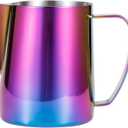 Milk Frothing Pitcher, 12/20oz Stainless Steel Espresso Milk Frothing Pitcher Coffee Milk Steamer Cup for Coffee Cappuccino Latte Art, Colorful Purple (600ml/20oz)