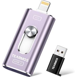 512GB Photo Stick for iPhone Flash Drive, Memory Stick Phone Storage for Photos and Videos Files Backup, Compatible with iPhone iPad Android PC, Plug & Play, No App Required (Purple)