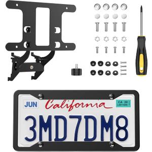 License Plate Frame for Tesla Model Y/3, with Front License Plate Mount & Universal Frame Cover, Fit 2021-2024 Model Y & 2017-2023 Model 3, Aluminum License Plate Holder No Drill & Anti-Theft (Black)