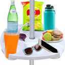 AMMSUN 17" Beach Umbrella Table Tray with 4 Cup Holders, 4 Snack Compartments for Beach, Patio, Garden, Swimming Pool 17 Inch, White