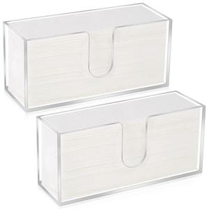 Whdiystella 2Pcs Acrylic Paper Towel Dispenser, Paper Towel Holder Countertop Clear Multi Trifold Napkin Holder, Suitable for Z-fold, C-fold or MultiFold Paper Towels for Bathroom, Toilet, Kitchen