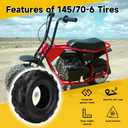 HIAORS 145/70-6 145 70-6 Tire Tubeless Compatible with Coleman CC100X CT100U GMB100 Baja Dirt Bug Doodle Bug DB30 Motovox MBX10 MBX11 Monster Moto MMB80 Mini Bike Kazuma 110cc ATV Quad Go Kart 2 Pack
