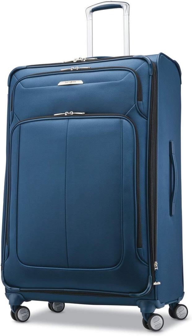 Samsonite Solyte DLX Softside Expandable Luggage with Spinner Wheels, Mediterranean Blue, Checked-Large 29-Inch