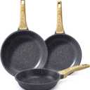 GiPP Non Stick Frying Pan Set - 8" 9.5" 11" Granite Nonstick Pan Skillet, Non Toxic Pans for Cooking, Omelette Pan with Stay Cool Handle, Induction Compatible, PFAS/PTFE/PFOA Free, Grey (Gray)